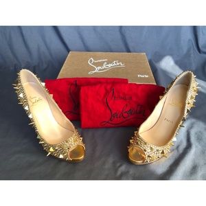 Christian Louboutin Yolanda 120 Potpourri Gold Heel EU 39